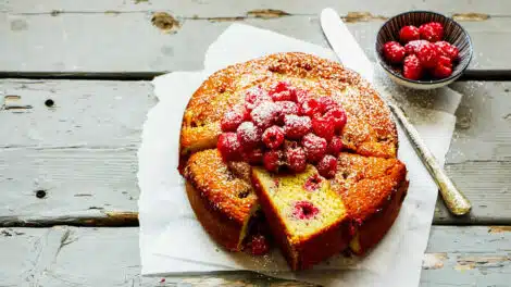 Gâteau au yaourt aux framboises