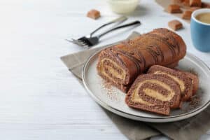 Gâteau chocolat roulé à la crème au beurre café