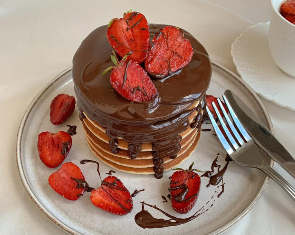 Pancakes fraises et chocolat