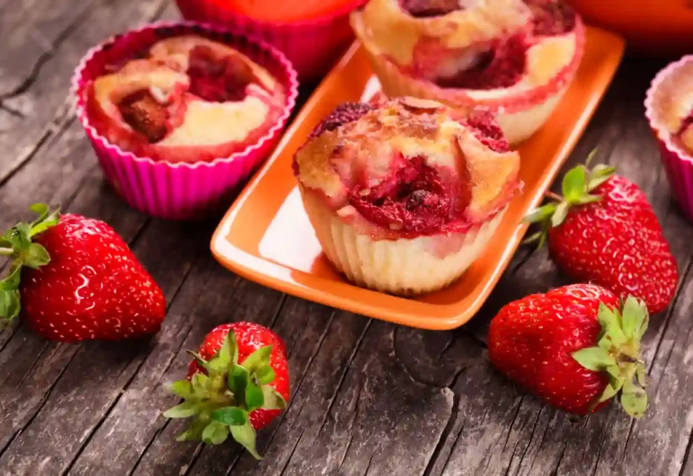 Muffins aux fraises moelleux